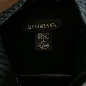 Livia Monica checkered zipper sweater black and gray size small